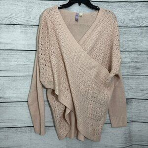 Alya Pink Knit Wrap CrissCross Sweater Size L